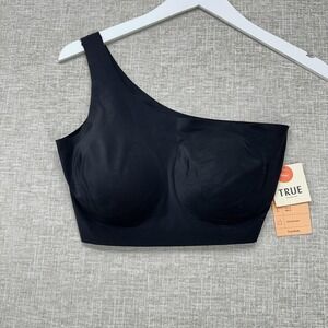 True & Co Bra Womens Large Black True Body One Shoulder Wireless Bralette